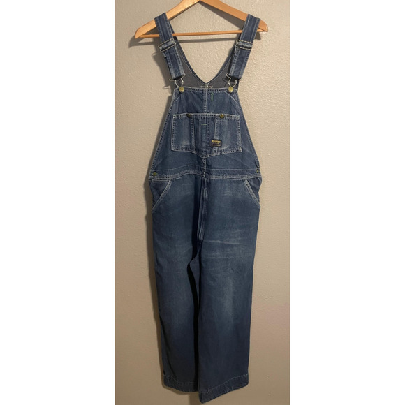 Vintage OshKosh Vestbak Bib Overalls Mens 38X29 Blue Denim Workwear Carpenter